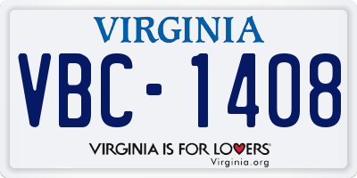 VA license plate VBC1408