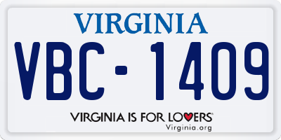 VA license plate VBC1409