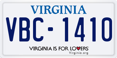 VA license plate VBC1410