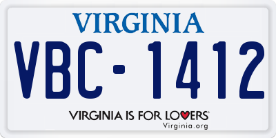 VA license plate VBC1412