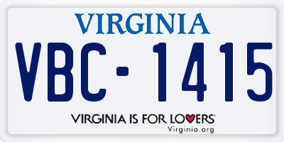VA license plate VBC1415