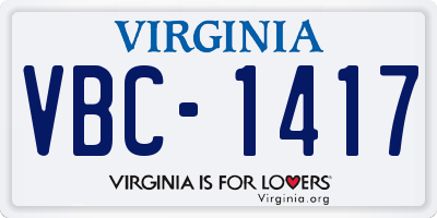 VA license plate VBC1417