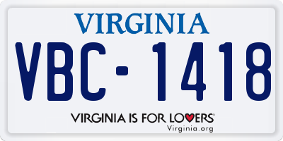 VA license plate VBC1418