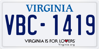 VA license plate VBC1419
