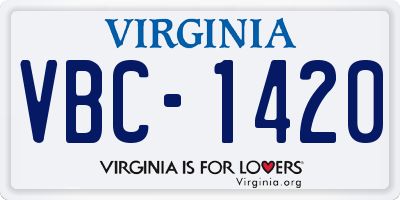 VA license plate VBC1420