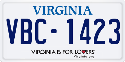 VA license plate VBC1423