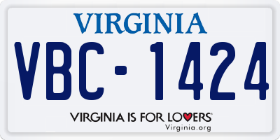 VA license plate VBC1424