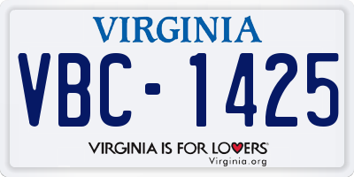 VA license plate VBC1425