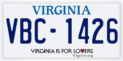VA license plate VBC1426