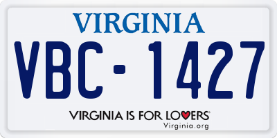 VA license plate VBC1427