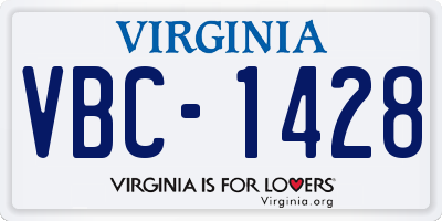 VA license plate VBC1428
