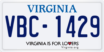 VA license plate VBC1429