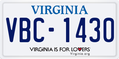 VA license plate VBC1430