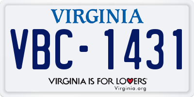 VA license plate VBC1431