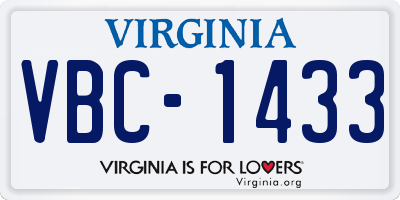 VA license plate VBC1433