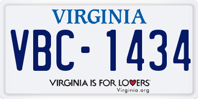 VA license plate VBC1434