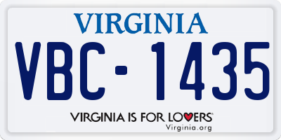 VA license plate VBC1435