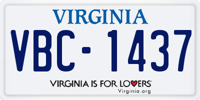 VA license plate VBC1437