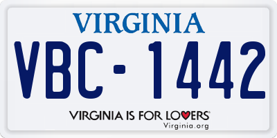 VA license plate VBC1442