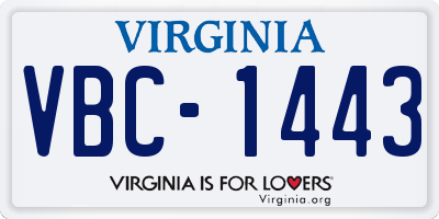VA license plate VBC1443
