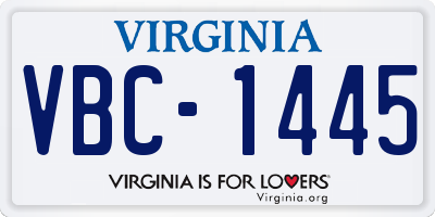 VA license plate VBC1445