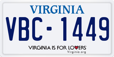 VA license plate VBC1449