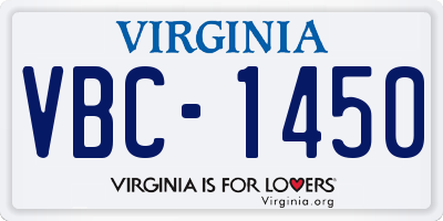 VA license plate VBC1450