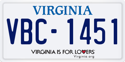 VA license plate VBC1451