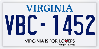 VA license plate VBC1452