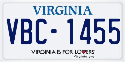 VA license plate VBC1455