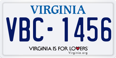 VA license plate VBC1456