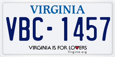 VA license plate VBC1457
