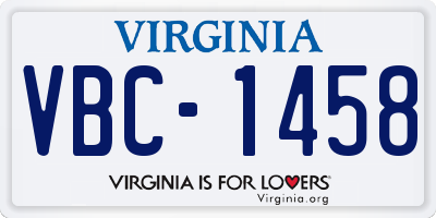 VA license plate VBC1458