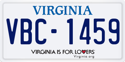 VA license plate VBC1459