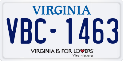 VA license plate VBC1463