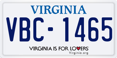 VA license plate VBC1465