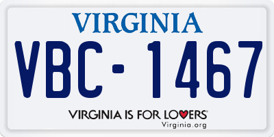 VA license plate VBC1467