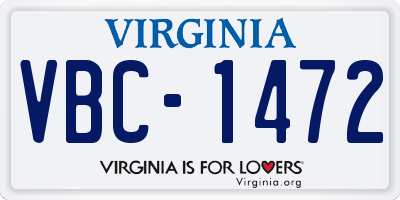 VA license plate VBC1472