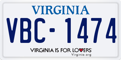 VA license plate VBC1474