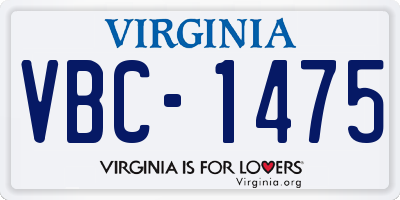 VA license plate VBC1475