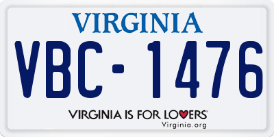VA license plate VBC1476