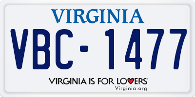 VA license plate VBC1477