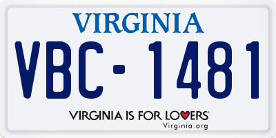 VA license plate VBC1481