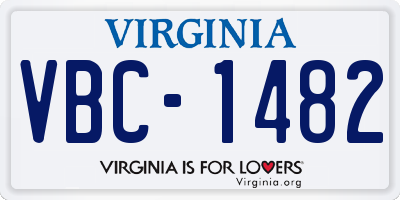VA license plate VBC1482