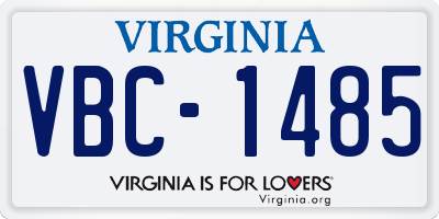 VA license plate VBC1485