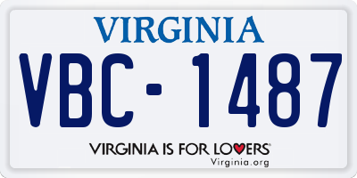 VA license plate VBC1487