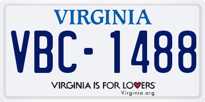 VA license plate VBC1488