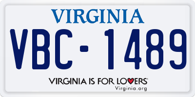 VA license plate VBC1489
