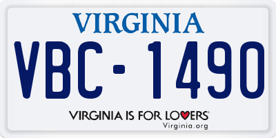 VA license plate VBC1490