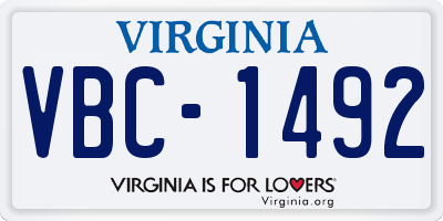 VA license plate VBC1492